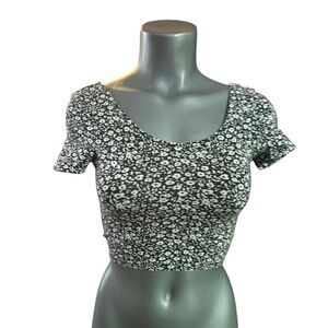 H&M Divided floral scoop neck crop top XS